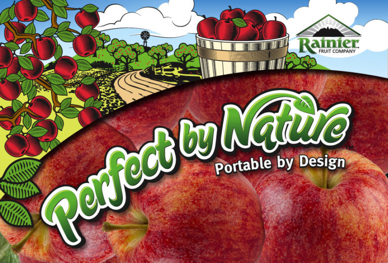 Perfect by Nature apple packaging for Rainer Fruit Company
